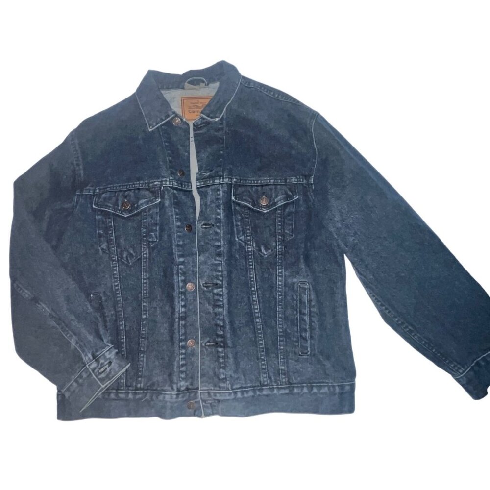 Calvin Klein Mens Denim Jean Jacket Medium Wash Blue Vintage Trucker Button Up